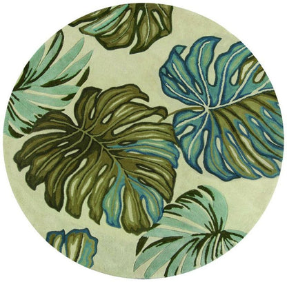 9' X 12' Brown Blue And Green Wool Tropical Botanical Hand Tufted Area Rug