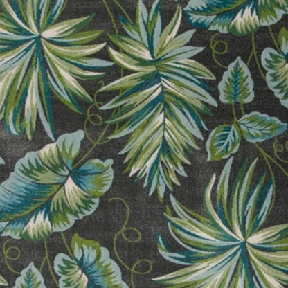 5' X 8' Gray Teal And Green Botanical Leaves Area Rug