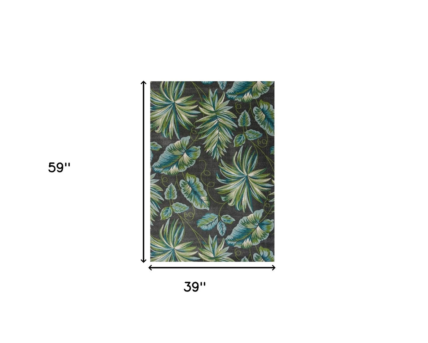 10' X 13' Grey Machine Woven Tropical Leaves Indoor Area Rug