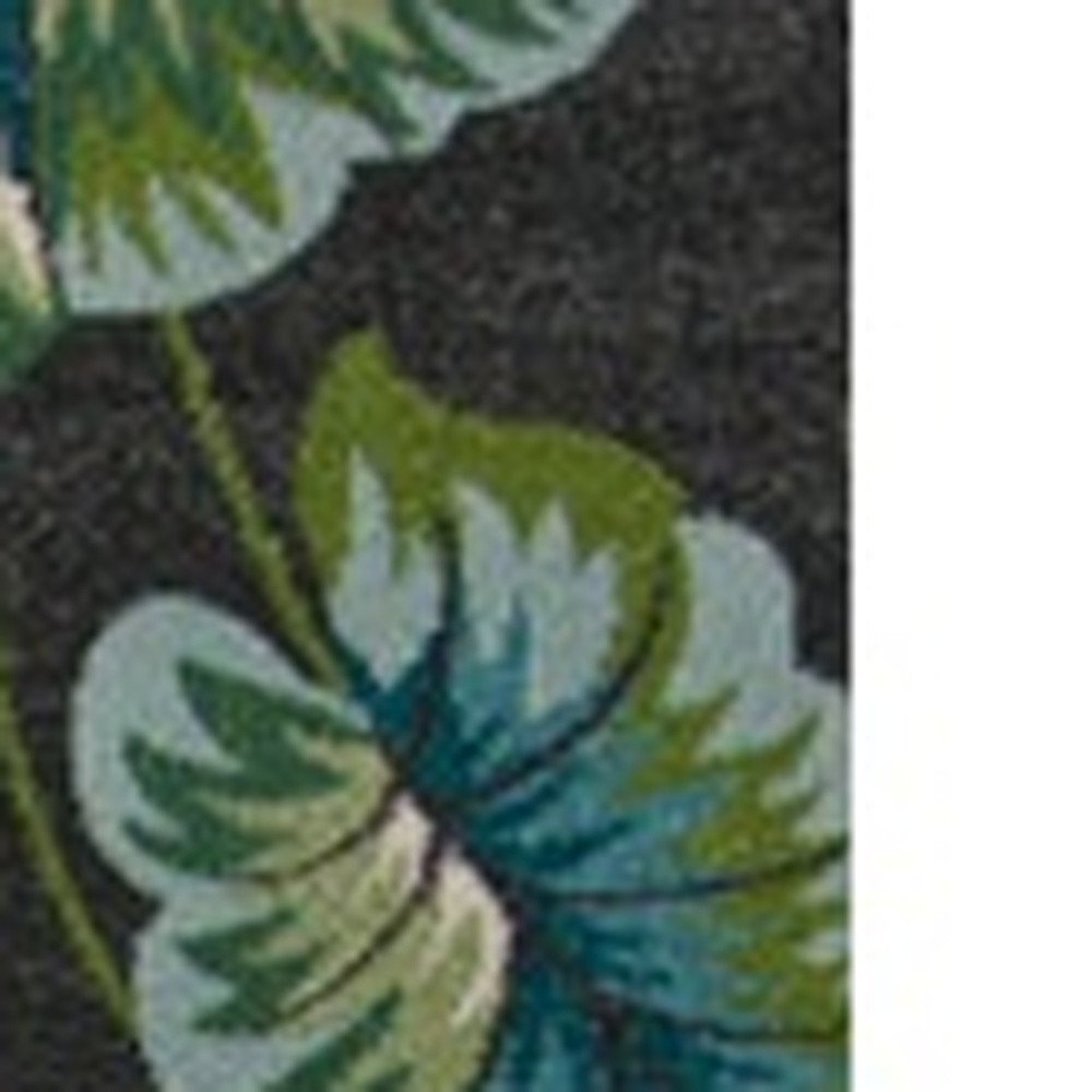 5' X 8' Gray Teal And Green Botanical Leaves Area Rug