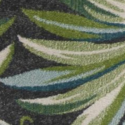 5' X 8' Gray Teal And Green Botanical Leaves Area Rug