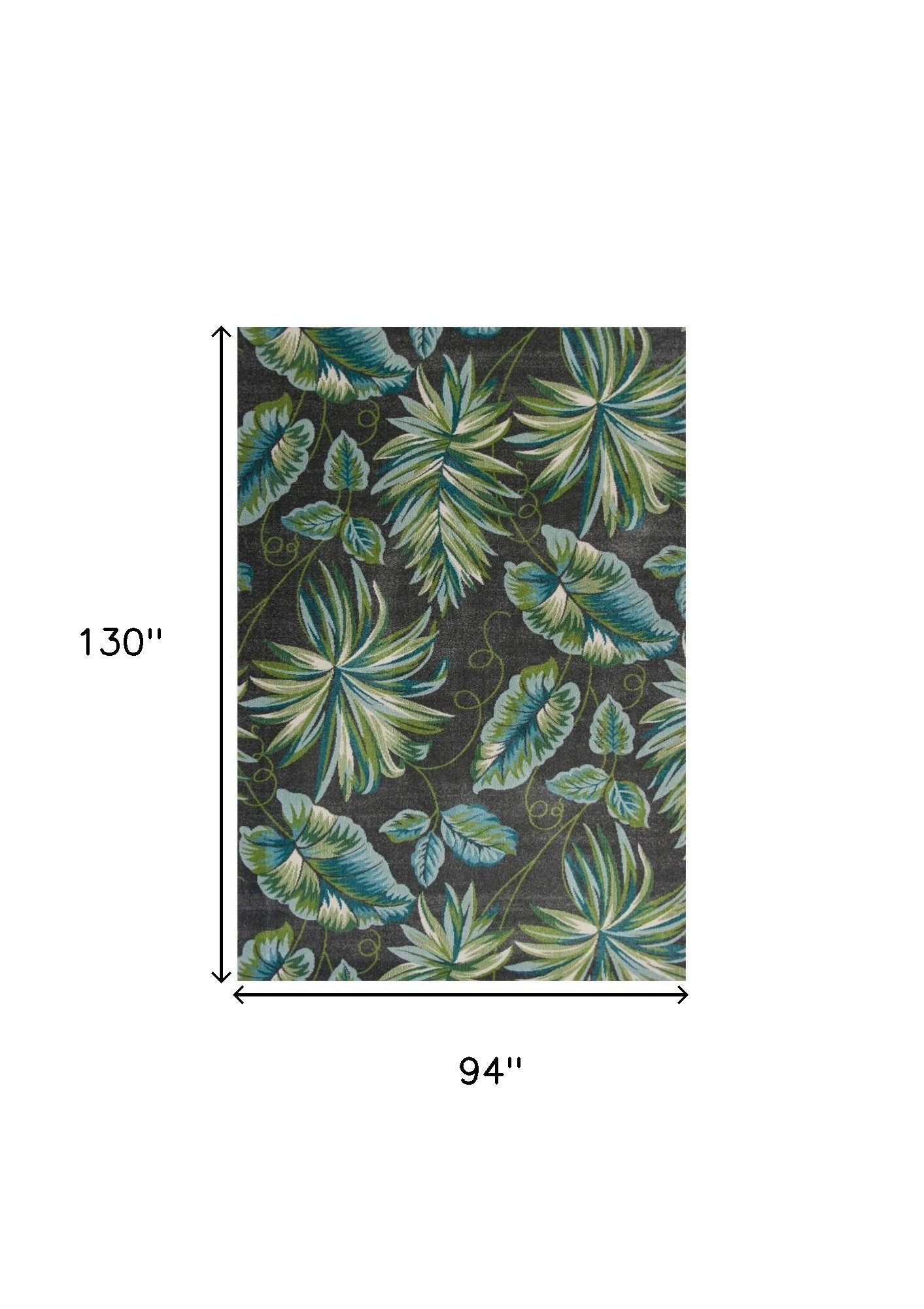 10' X 13' Grey Machine Woven Tropical Leaves Indoor Area Rug