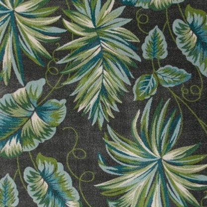 5' X 8' Gray Teal And Green Botanical Leaves Area Rug