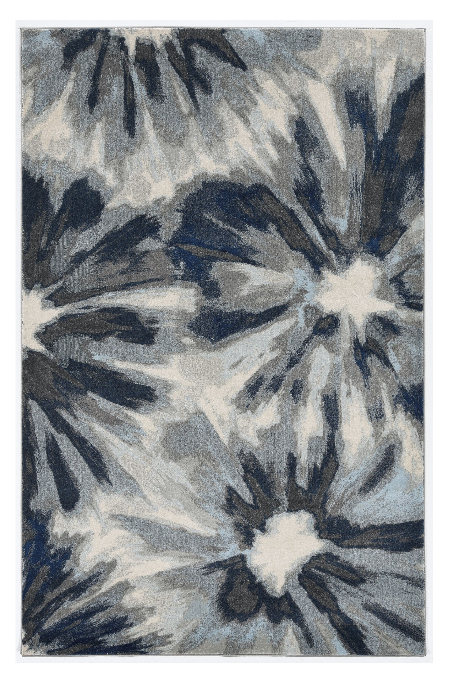 3' X 5' Ivory and Blue Floral Area Rug