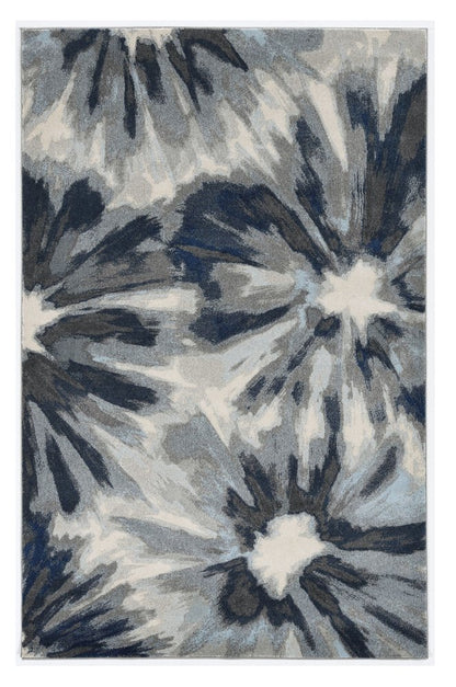 5' X 8' Ivory And Blue Floral Area Rug