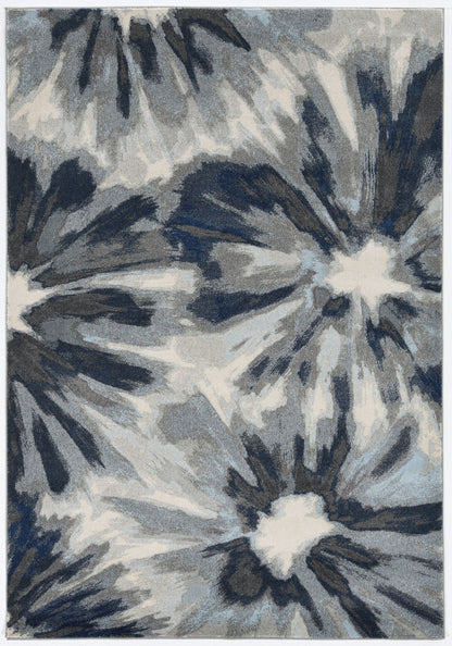 5' X 8' Ivory And Blue Floral Area Rug