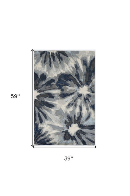 10' X 13' Ivory Blue Area Rug