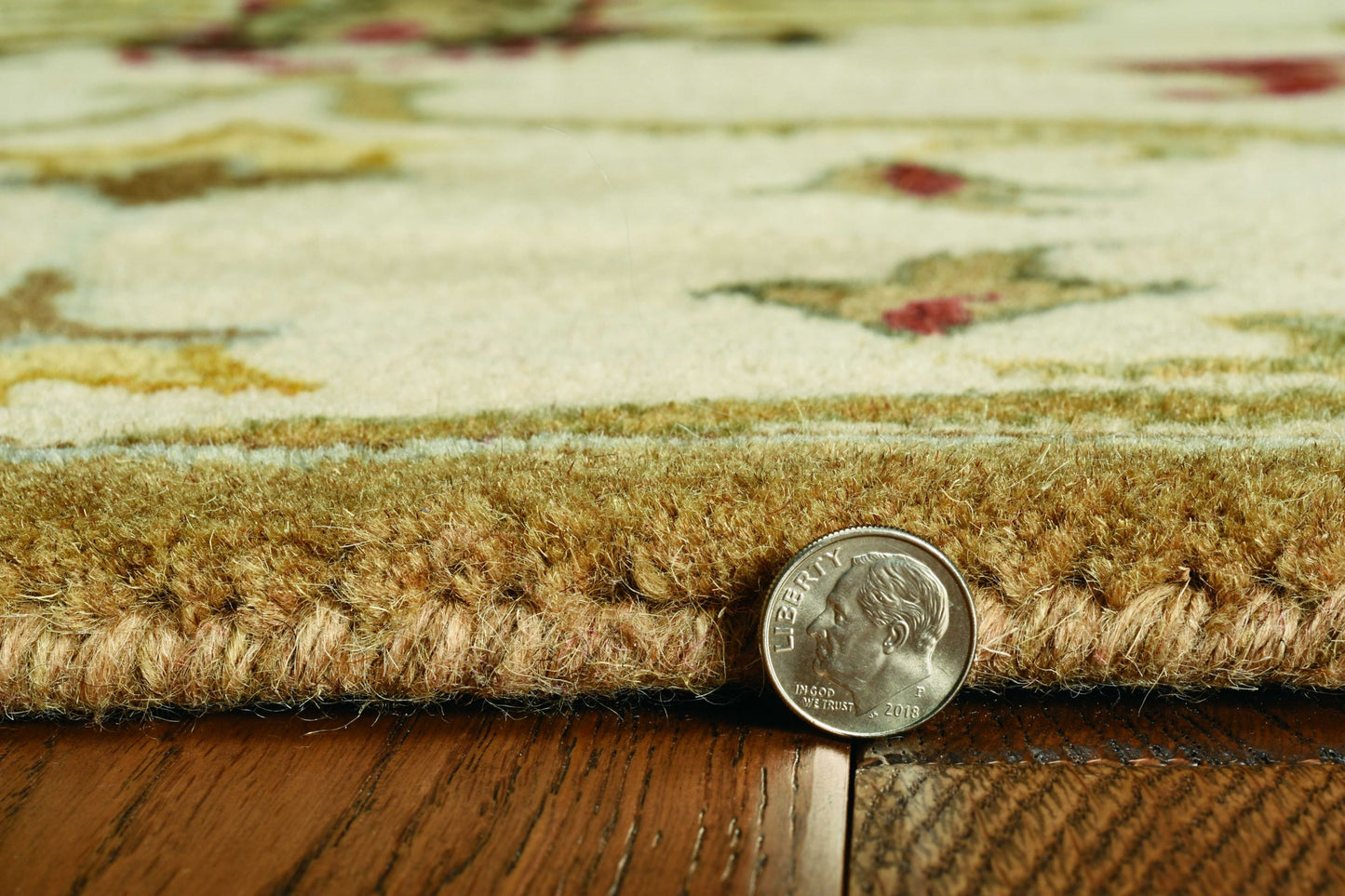 9' X 13' Beige Blue and Ivory Wool Floral Vines Hand Tufted Area Rug