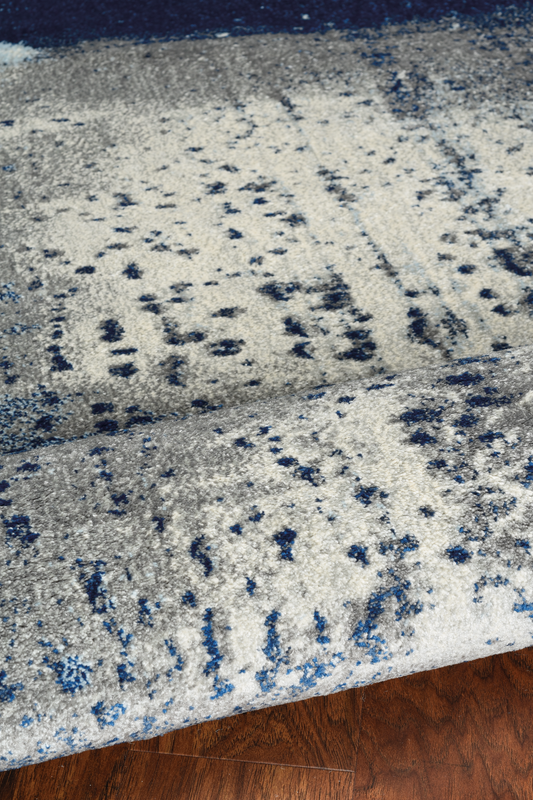 8' X 10' Blue and Ivory Abstract Shag Area Rug