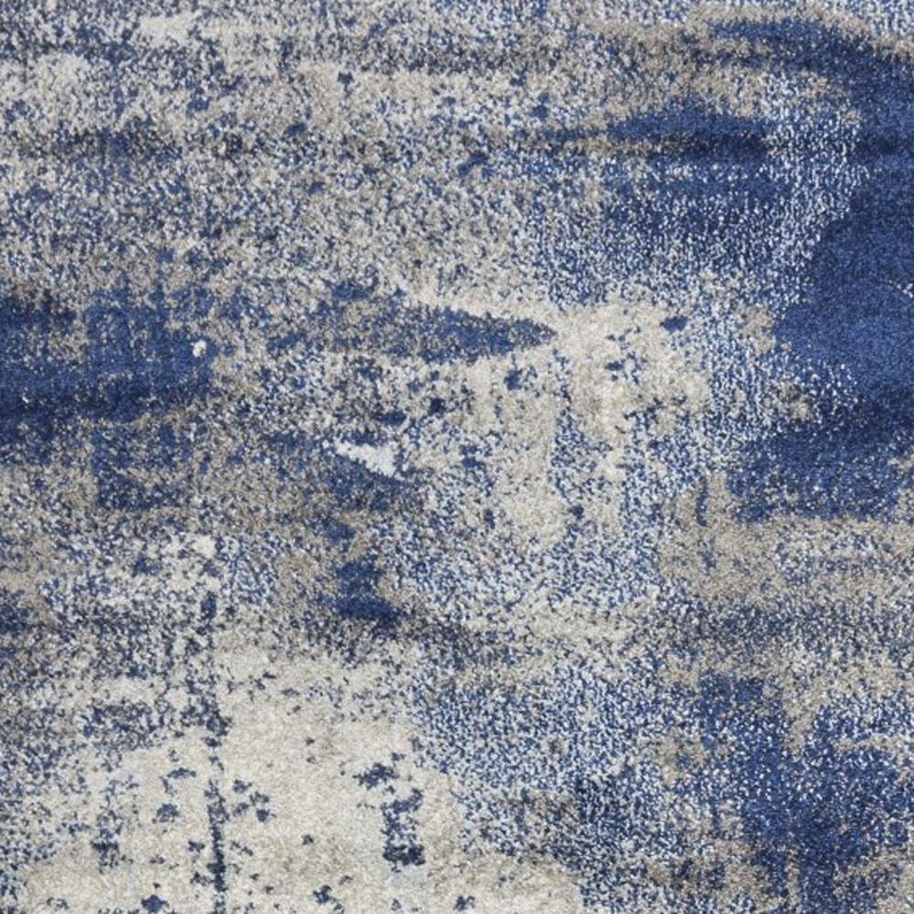 3' X 5' Blue Ivory And Gray Abstract Area Rug