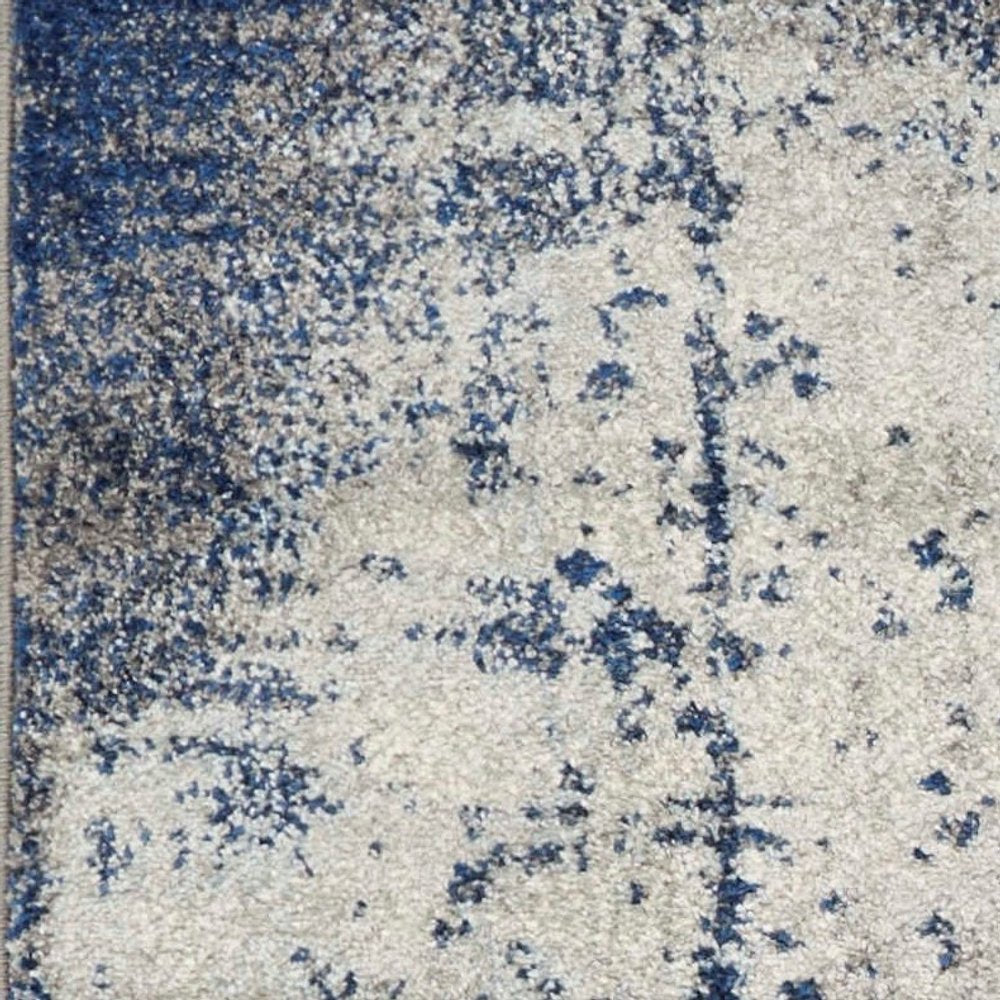 3' X 5' Blue Ivory And Gray Abstract Area Rug