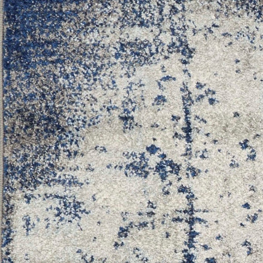 5' X 7' Blue Ivory And Gray Abstract Area Rug