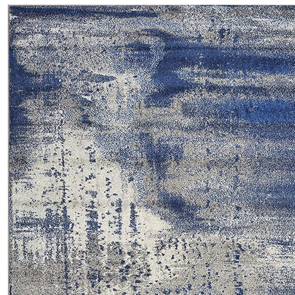 5' X 7' Ice Blue Abstract Splash Indoor Area Rug