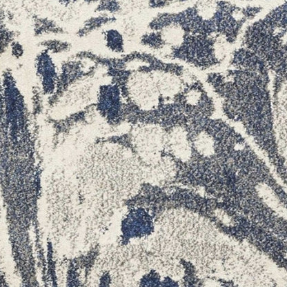 5' X 8' Blue Gray And Ivory Abstract Area Rug