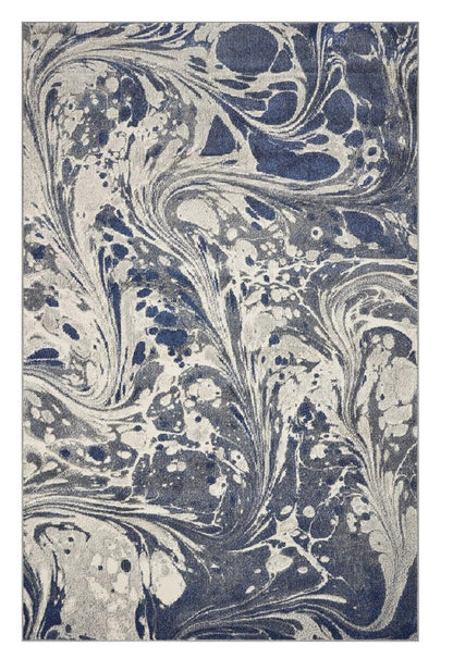 3' X 5' Blue Gray And Ivory Abstract Area Rug