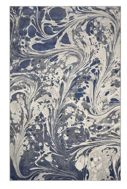 5' X 8' Blue Gray And Ivory Abstract Area Rug