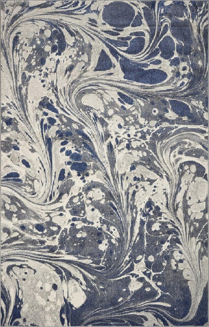 3' X 5' Blue Gray And Ivory Abstract Area Rug