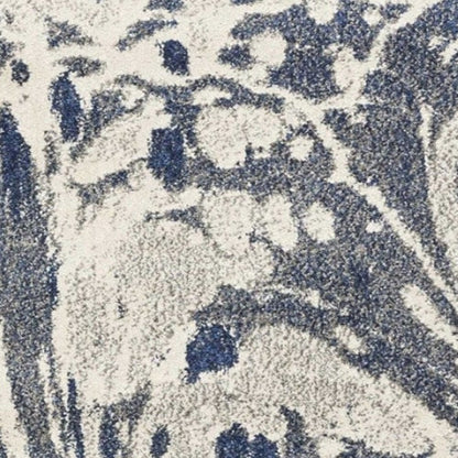 5' X 8' Blue Gray And Ivory Abstract Area Rug