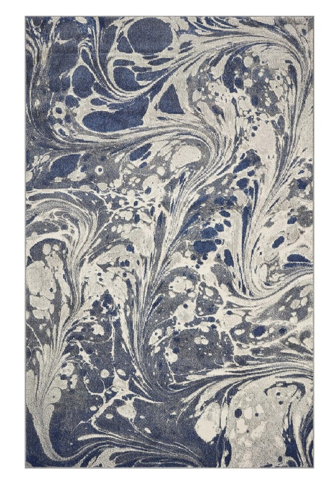 3' X 5' Blue Gray And Ivory Abstract Area Rug