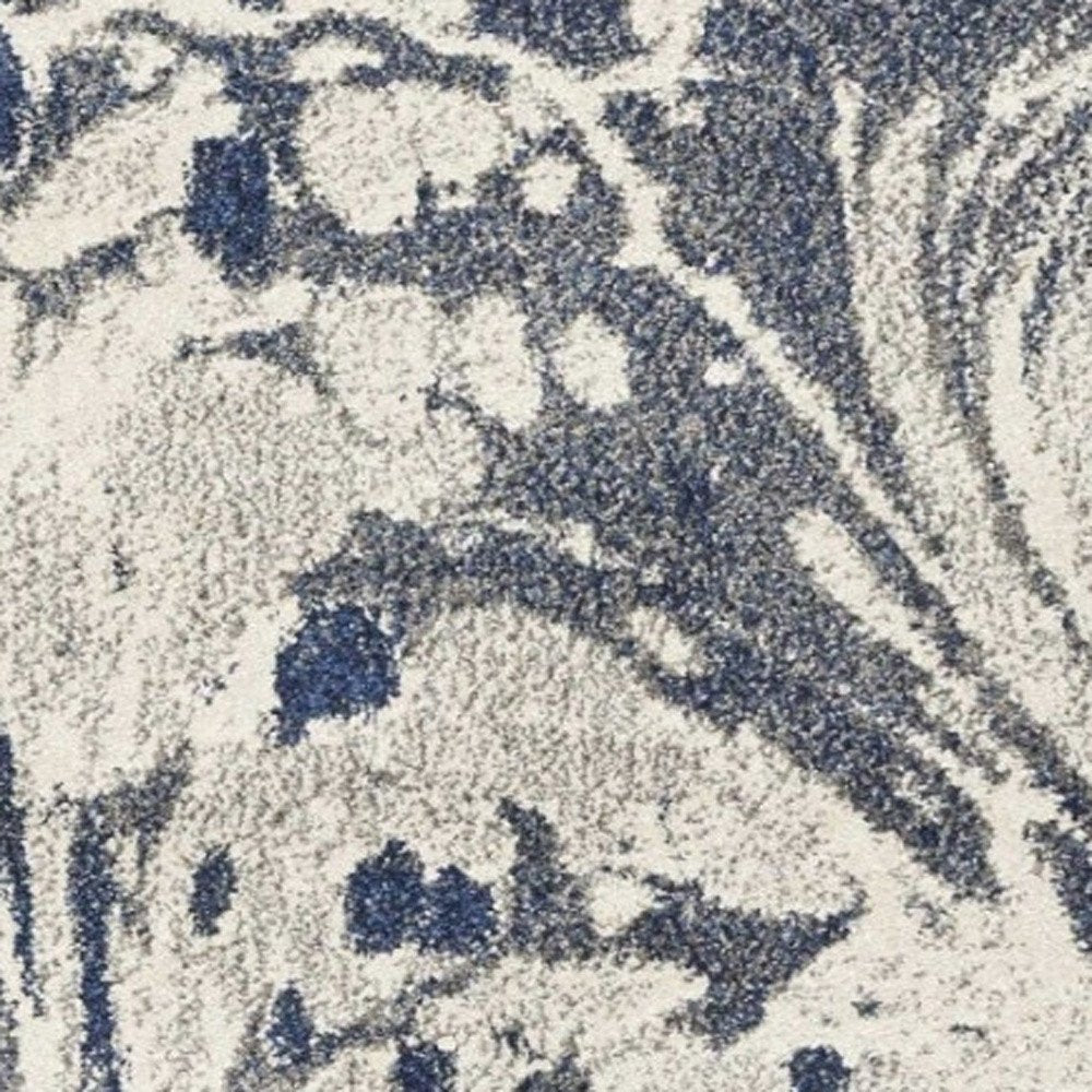 5' X 8' Blue Gray And Ivory Abstract Area Rug