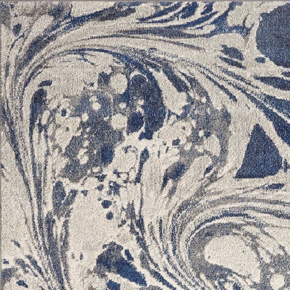 5' X 8' Blue Gray And Ivory Abstract Area Rug