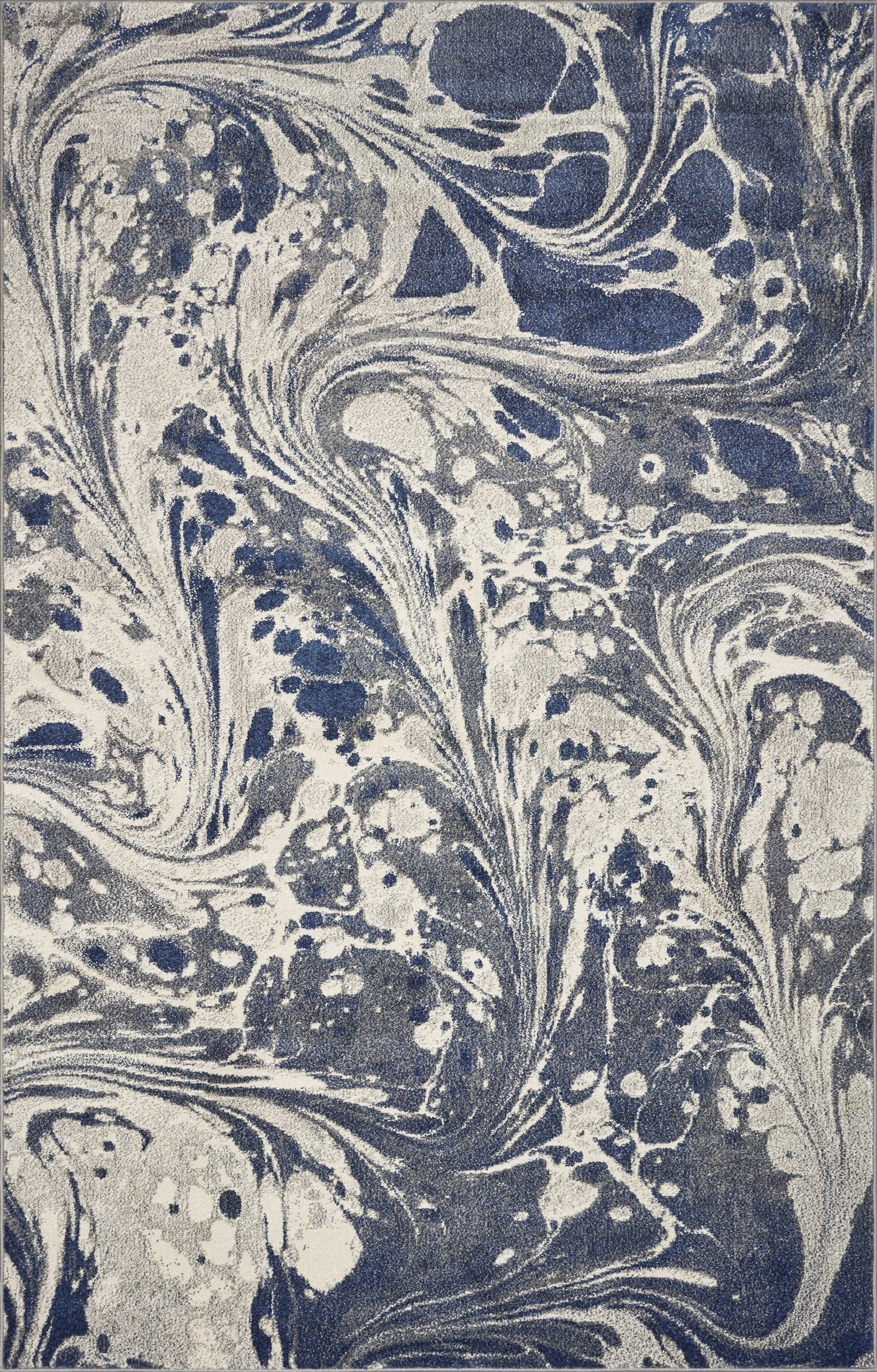 5' X 8' Blue Gray And Ivory Abstract Area Rug