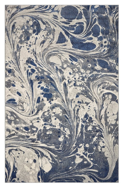 5' X 8' Blue Gray And Ivory Abstract Area Rug