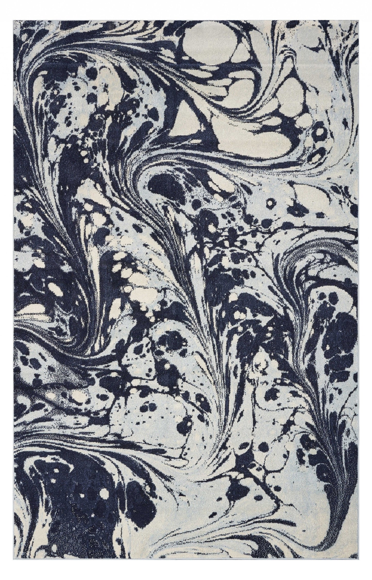 5' X 7' Blue Paint Splash Indoor Area Rug