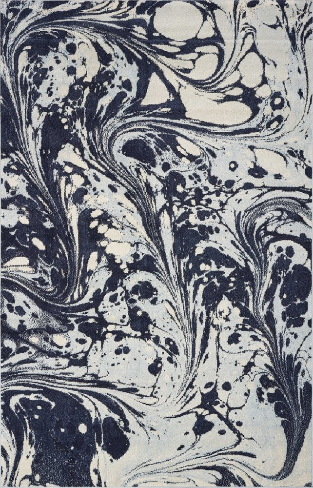 5' X 7' Blue And Ivory Abstract Area Rug