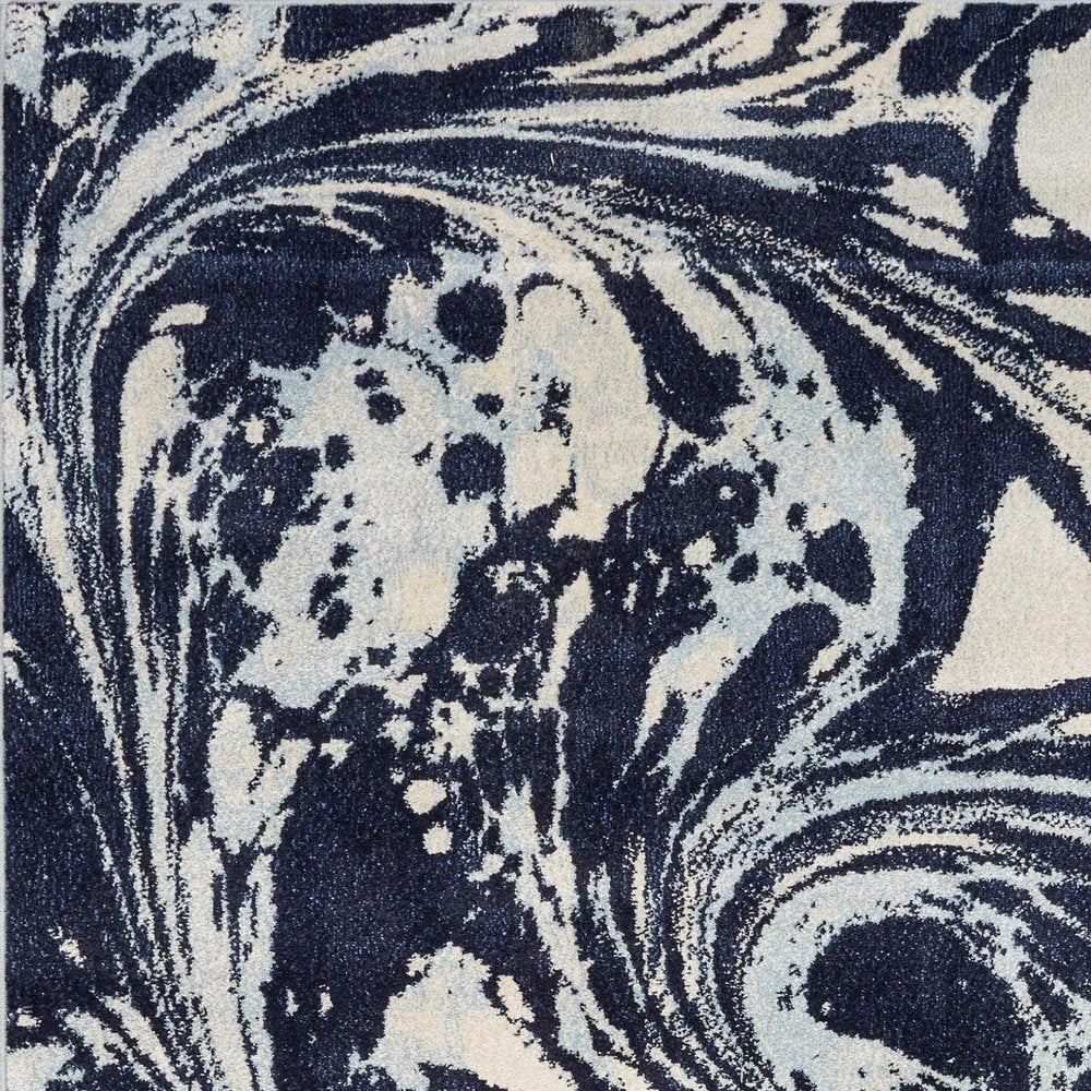 3' X 5' Blue And Ivory Abstract Area Rug
