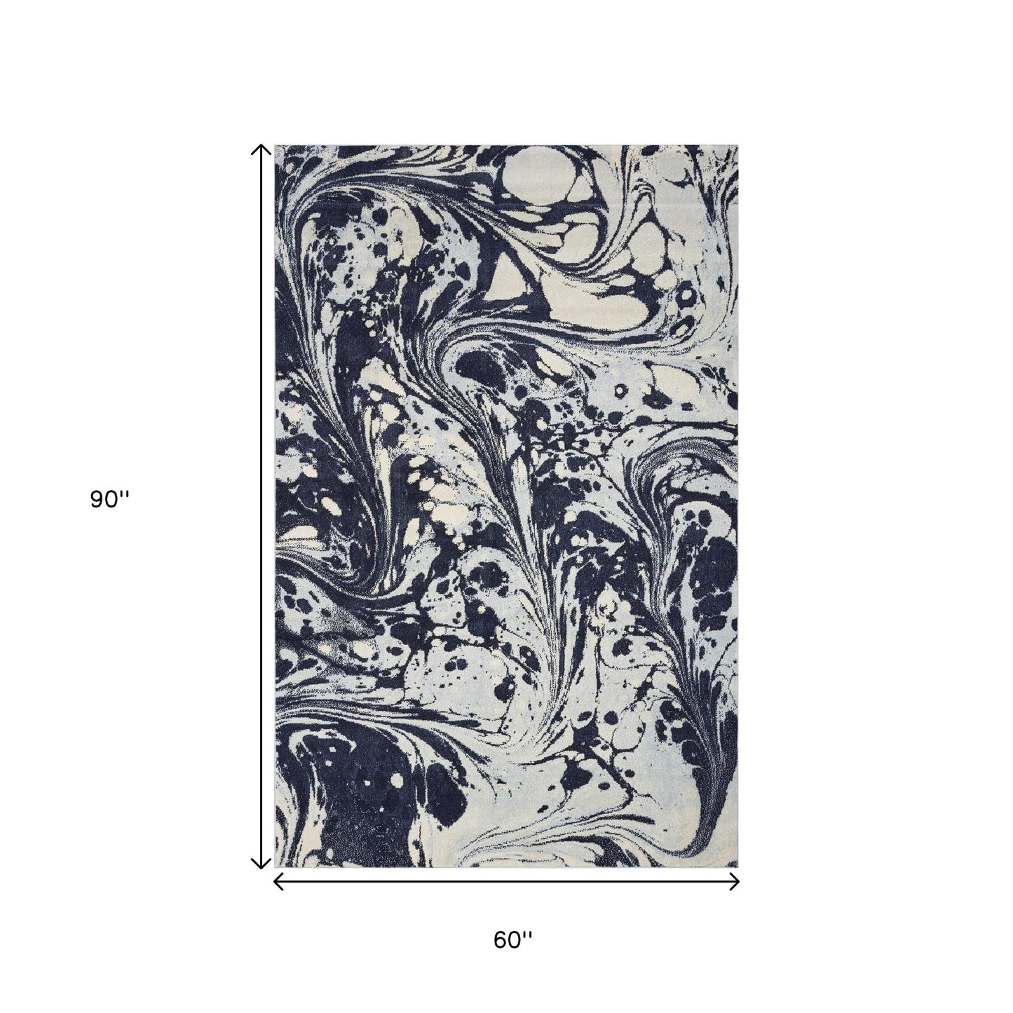 3' X 5' Blue And Ivory Abstract Area Rug