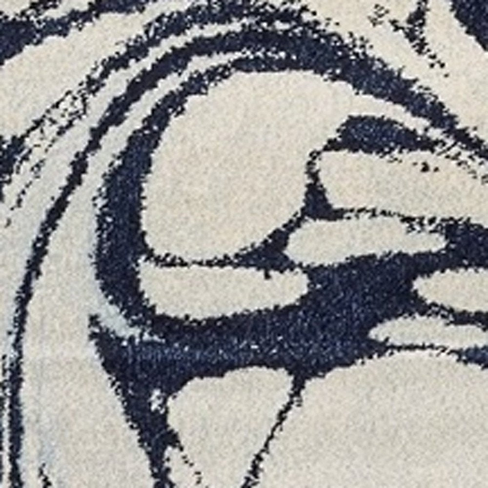 3' X 5' Blue And Ivory Abstract Area Rug