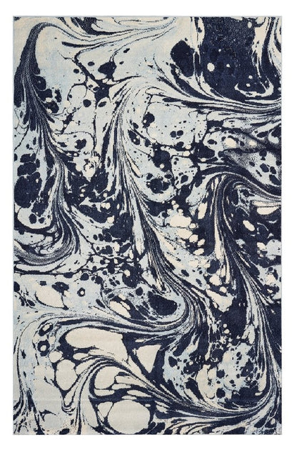 3' X 5' Blue And Ivory Abstract Area Rug