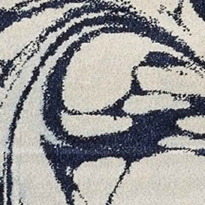 3' X 5' Blue And Ivory Abstract Area Rug