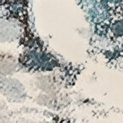 7' X 9' Ivory And Teal Abstract Area Rug