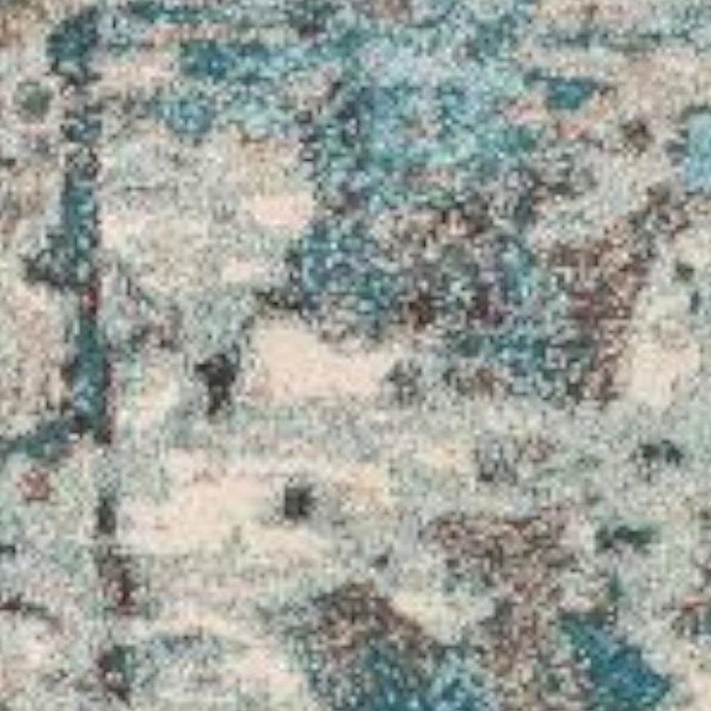 5' X 8' Ivory And Teal Abstract Area Rug