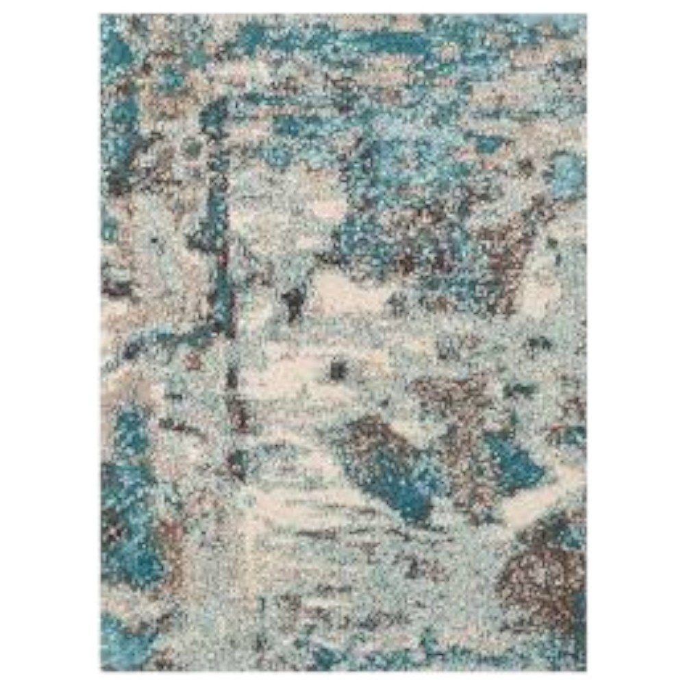 3' X 5' Ivory And Teal Abstract Area Rug