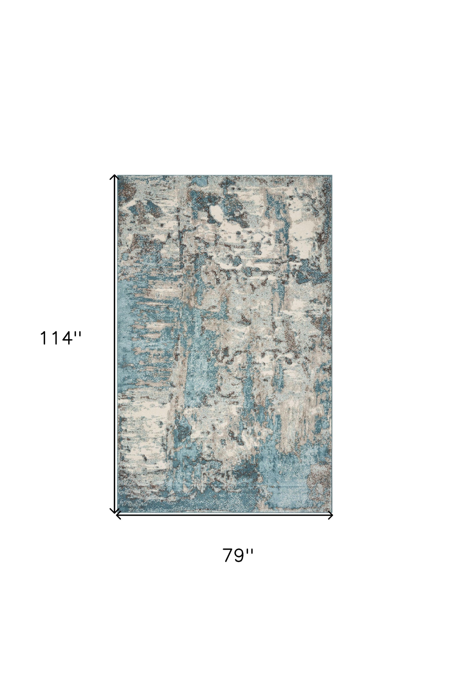 5' X 8' Ivory Teal Machine Woven Abstract Indoor Area Rug