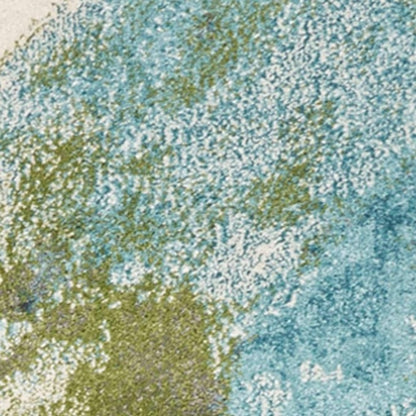 3' X 5' Teal Gray And Green Abstract Area Rug
