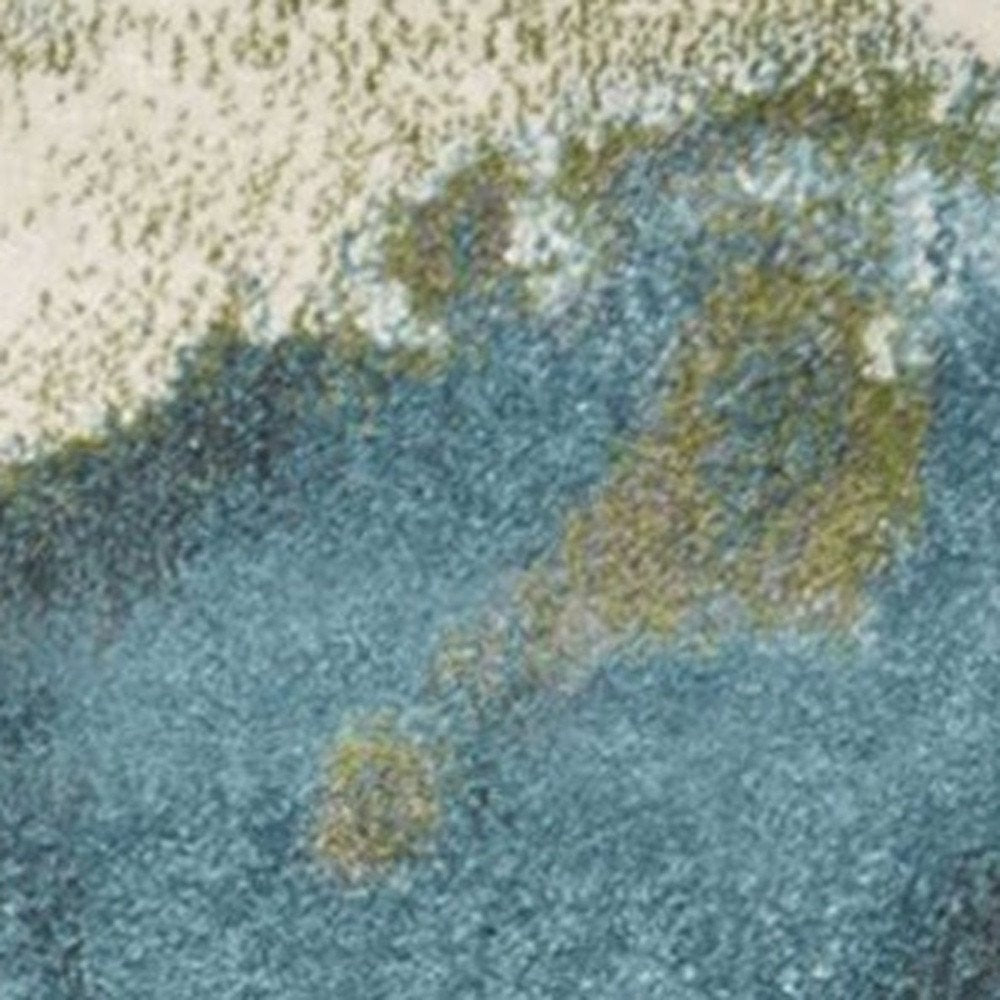 5' X 7' Teal Gray And Green Abstract Area Rug