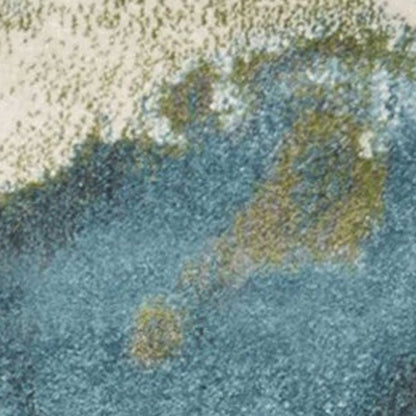 3' X 5' Teal Gray And Green Abstract Area Rug