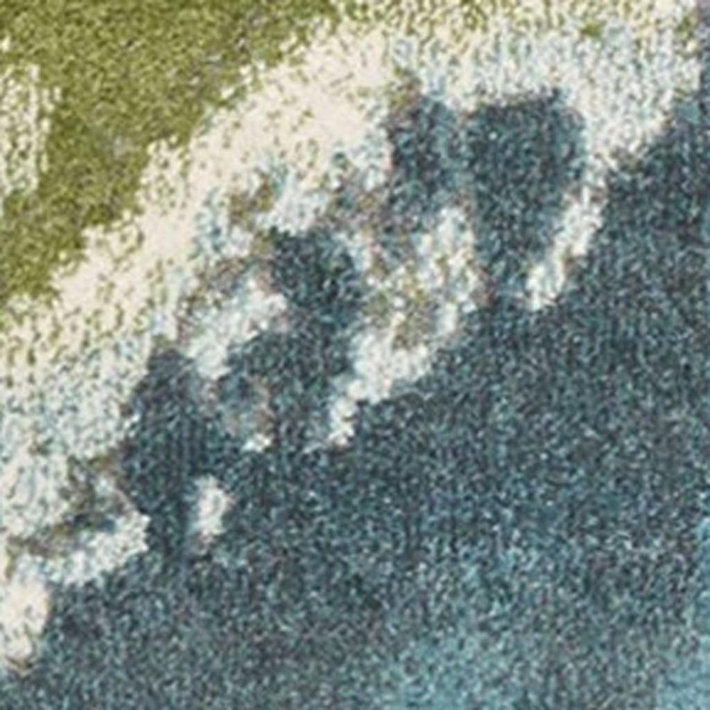 3' X 5' Teal Gray And Green Abstract Area Rug