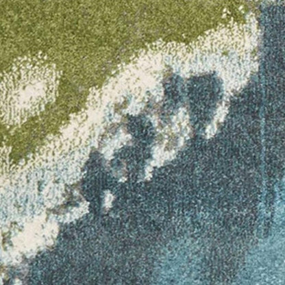 3' X 5' Teal Gray And Green Abstract Area Rug