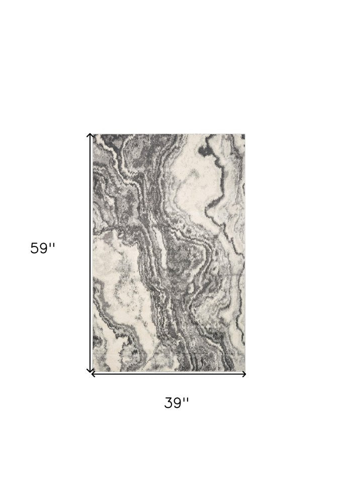 5' X 8' Gray And Ivory Abstract Area Rug