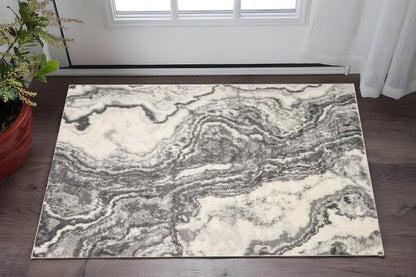 8' X 10' Gray And Ivory Abstract Area Rug