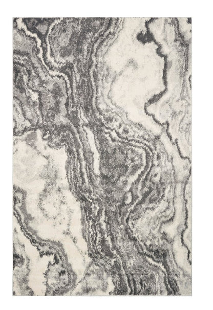5' X 8' Gray And Ivory Abstract Area Rug