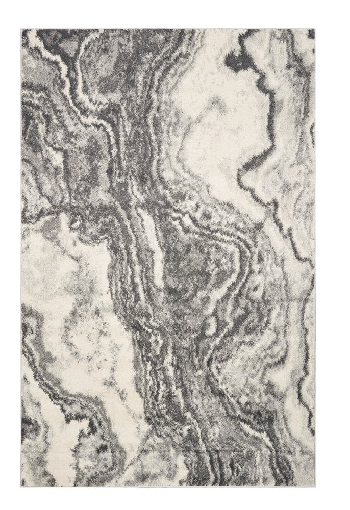 5' X 8' Gray And Ivory Abstract Area Rug