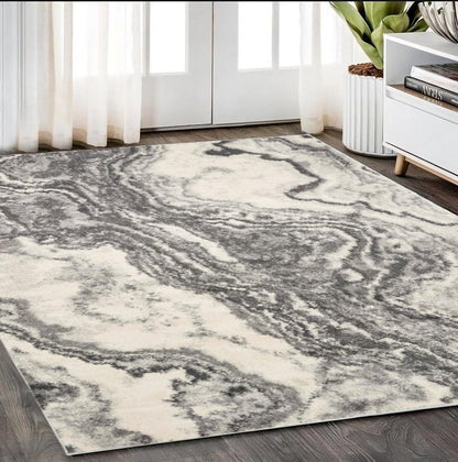 3' X 5' Gray And Ivory Abstract Area Rug