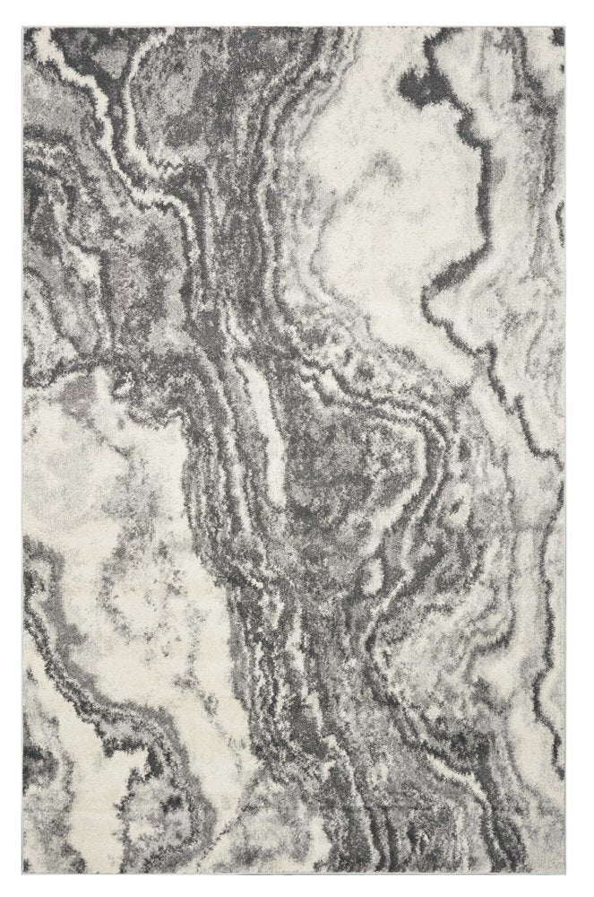 5' X 8' Gray And Ivory Abstract Area Rug