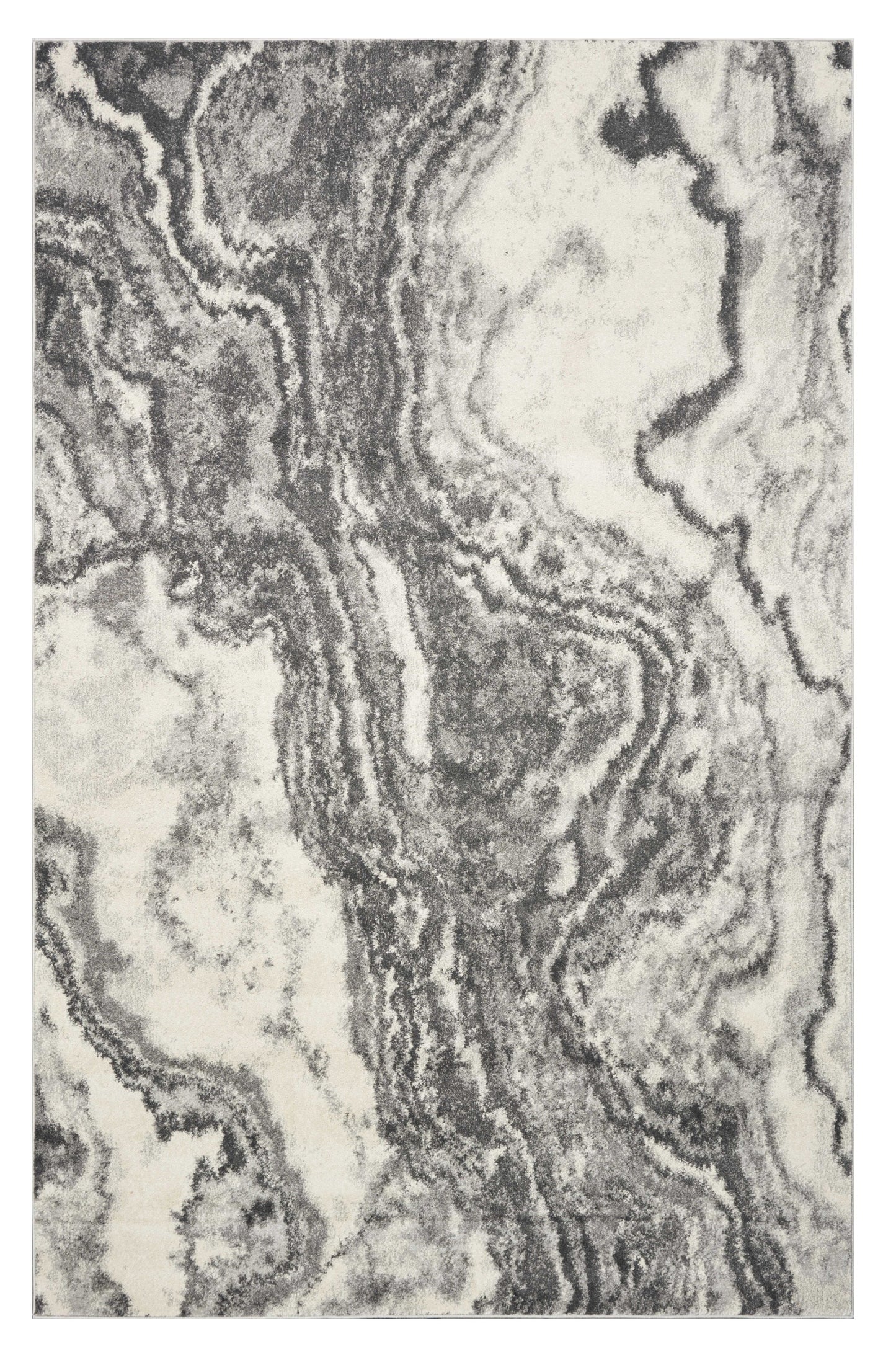 7' X 9' Gray and Ivory Abstract Shag Area Rug